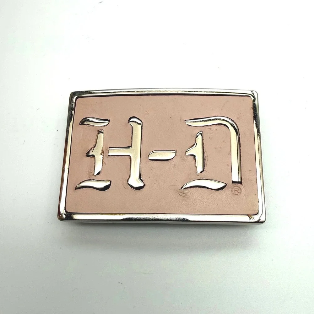 Y2K Harley-Davidson‎ Womens Belt Buckle Pink Leather Inlay Silver Tone H-D Logo